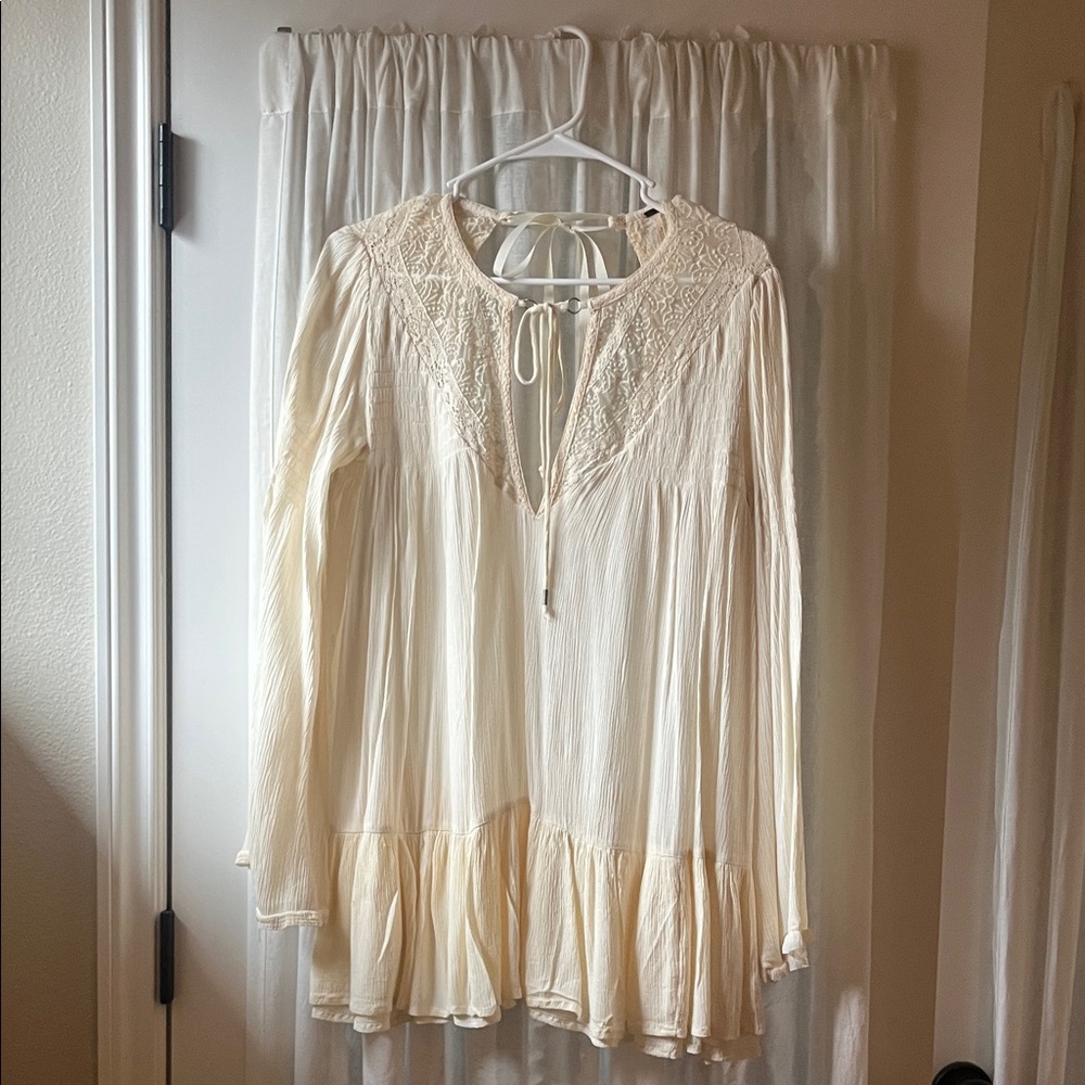 Free Prople Cream Lace Boho Blouse